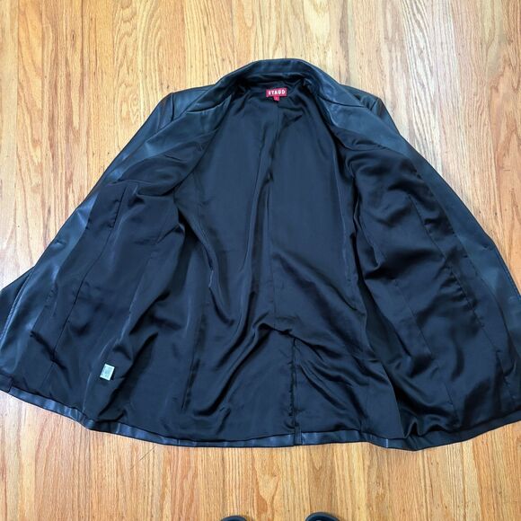 STAUD Black Dressy Vegan Leather Oversized Blazer Jacket Womens Size Large - Picture 2 of 6